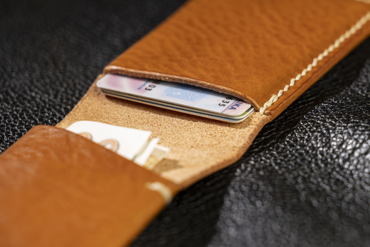 Kožená peněženka - Brašnářství Nosek Liberec - detail vnitřního prostoru