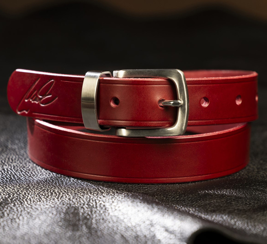 Kožený dámský opasek - Brašnářství Nosek Liberec - varianta bordó