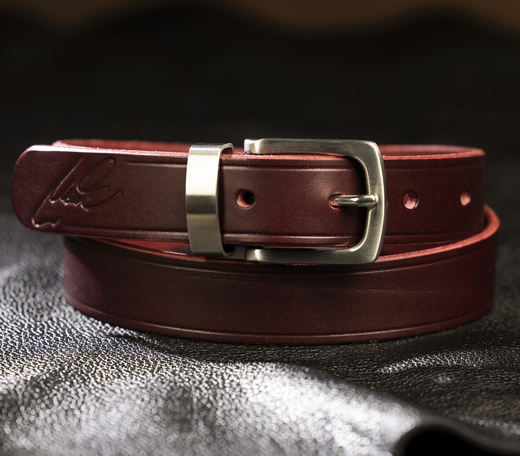 Kožený dámský opasek - Brašnářství Nosek Liberec - varianta bordó tmavé
