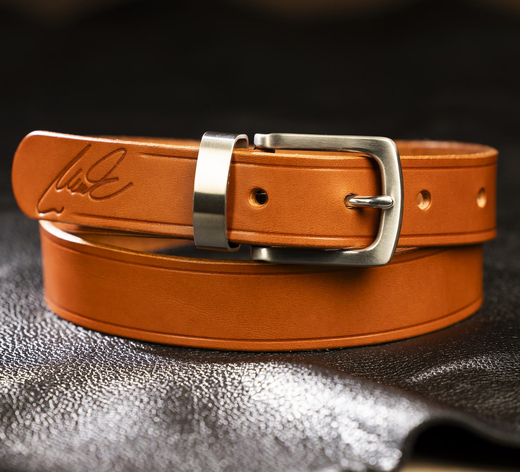 Kožený dámský opasek - Brašnářství Nosek Liberec - varianta koňaková