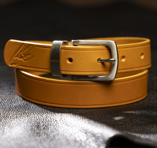 Kožený dámský opasek - Brašnářství Nosek Liberec - varianta žlutá